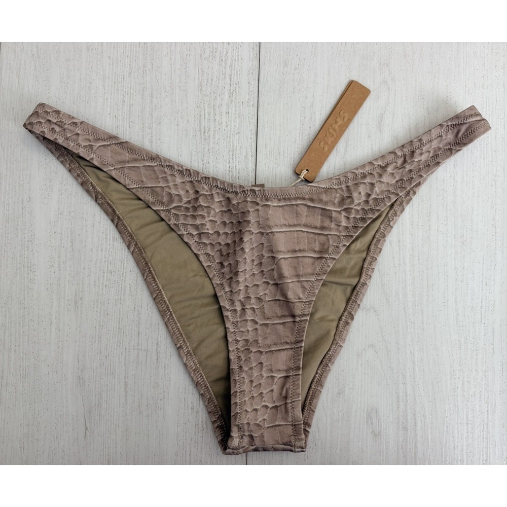 NWT Skims Cheeky Tanga Bikini Bottoms Sz L - Dune Color Crocodile Print